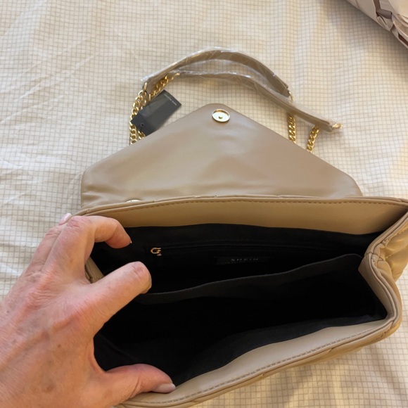 Classy nude vegan leather soft quilted purse - Picture 3 of 10